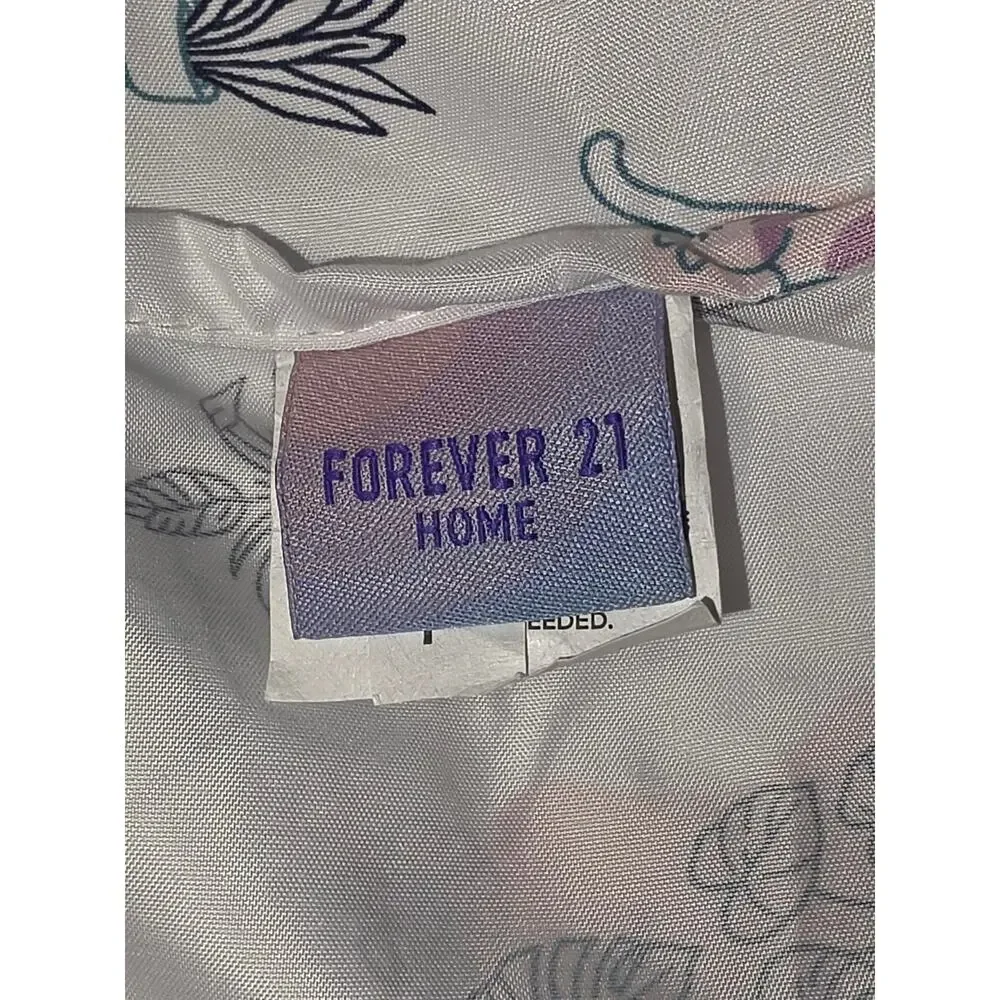 Forever 21 Home Twin XL Sheet Set Cats Plants Pink Teal Dorm Bedding
